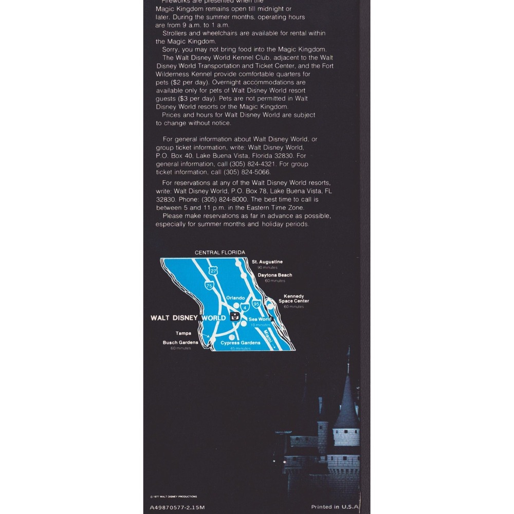 Vintage 1977 Walt Disney World Magic Kingdom Fireworks Souvenir Brochure Map - Picture 2 of 2